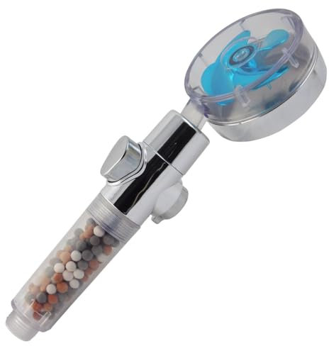 Pure Shower, Jetstream Duschkopf – Blau - Wassersparende Ionische Dusche mit Filter – Mineralperlen – Hochdruck Handbrause – 3 Strahlstufen – Dusche mit Ausschalter – Regendusche – Massagedusche