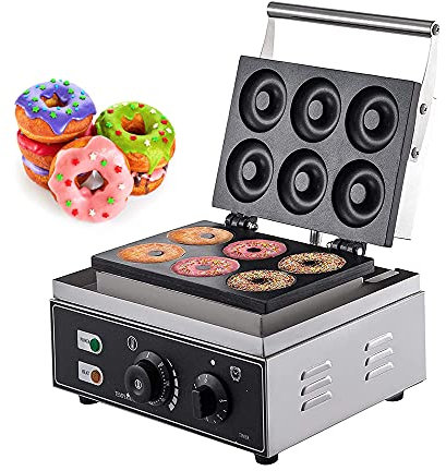 Professionell donutsmaskin, 1 550 W munkmaskin, med 6 hål 50–300 ℃ donutbakningsform donut-donut-maskin för professionellt bageri