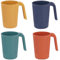 4 Pack of Plastic Cups with Handles,350ml Stacking Camping Mugs,Unbreakable Lightweight Drinking Cups,Hot or Cold Water Milk Tea Tumblers,Dishwasher and Microwave Safe for Kitchen,Picnics,Travels