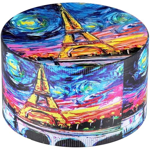 Sytranrein 3 inch Herb Grinder,4 Parts Large Spice Grinder with Pollen Catcher, Color Painting Metal Grinder for Dry Herb and Spices