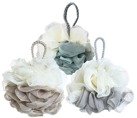 FRCOLOR Praktiskt Badset Med Svamp Och Bubbeltillverkning 6 Delar Grå Och Beige