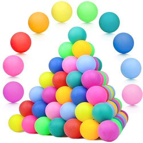 60 Stück Bunte Tischtennisbälle 40 mm, Spaß- und Trainingsbälle, Premium Tischtennisbälle aus Kunststoff, Wiederverwendbar, Perfekt für Familienspiele, Partys, DIY-Projekte und Dekorationen