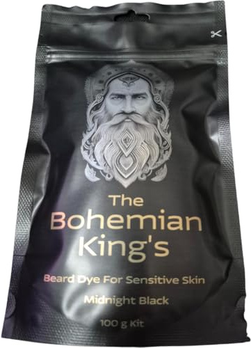 The Bohemian King's Coloration de barbe pour homme, noir nuit, sans PPD et sans ammoniaque, couleur naturelle pour peaux sensibles, sans végétale et sans produits chimiques