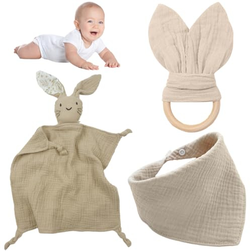 DIFLAX 3 Pièces Lapin Plat, Serviette de Bébé Jouets,Doudou Lapin Lapidou Doudou Serviette Apaisante d'Eveil Bébé pour Nouveau-né Tollders Filles Garçons Meilleurs Cadeaux