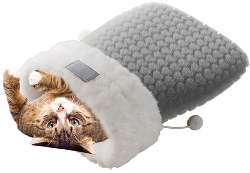 Gungtj Caverne pour chat – Coussin chauffant en peluche confortable pour chaton, automne, Halloween, camping, jeu, intérieur, voyage, voiture, repos