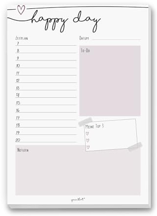 Schreibblock happy day - DIN A4 - altrosa Tagesplaner Organizer - dv305