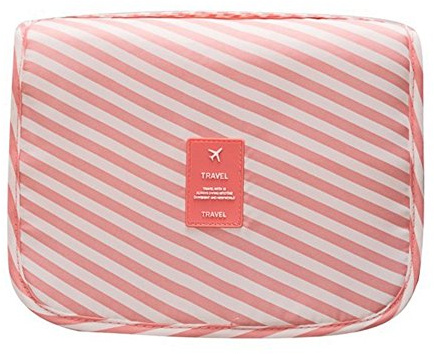 NOVAGO Trousse de Toilette Pliable, Trousse Maquillage Pliable et Compact résistant à l'eau (Trait Rose)