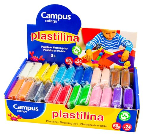 (Caja 24 unid) PLASTILINA CAMPUS PEQUEÑA 60GR