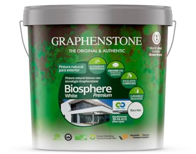Pintura natural con grafeno para fachadas Graphenstone Biosphere premium blanca 15 litros