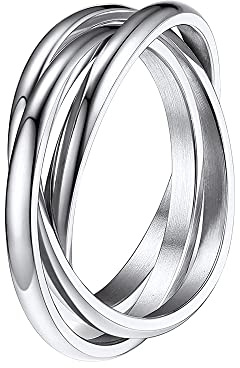 QKEPCY Anxiety Rings for Women Rotatable Fidget Ring Stainless Steel Anxiety Stress Reliever Spinner Ring Celtic Knot Infinity Stacking Ring Jewelry Gift for Women Girls Daughter (9, Silver)