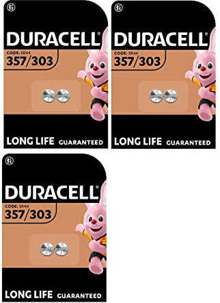 6X Duracell 357/303 SR44 Con Ossido D'Argento (3 Blister Da 2 Batterie) 6 Pile