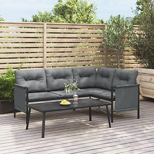 Tidyard 2-TLG. Trädgårdssoffa trädgårdsmöbler set trädgårdssockset trädgård loungeset terrasssoffa möbeluppsättningar loungesoffa set trädgårdslounge set sittuppsättning trädgårdsset antracit stål