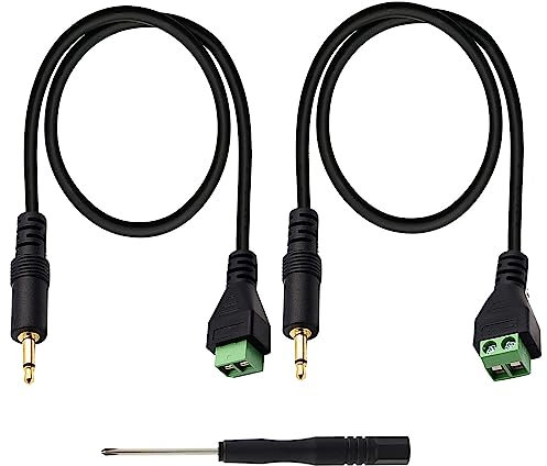 RUNCCI-YUN clavija jack 3.5mm Cable Conector de 3,5 mm para terminales de Tornillo (1/8 Pulgadas), 3,5 mm TS Mono Macho a 2 Pines Hembra, Tornillo AUX, Cable Adaptador Tipo Auriculares.(27 cm)