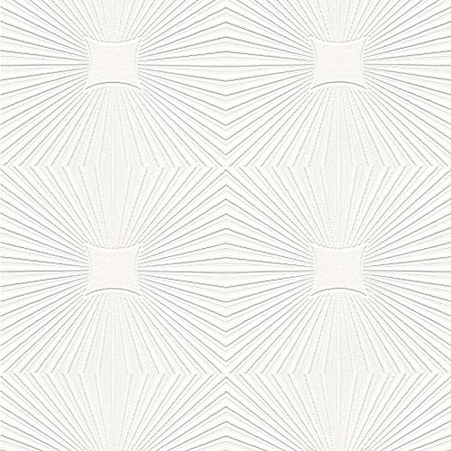 BRICOFLOR Papier peint blanc à motif en relief Tapisserie élégante blanche motif 3D Papier peint salon et cuisine