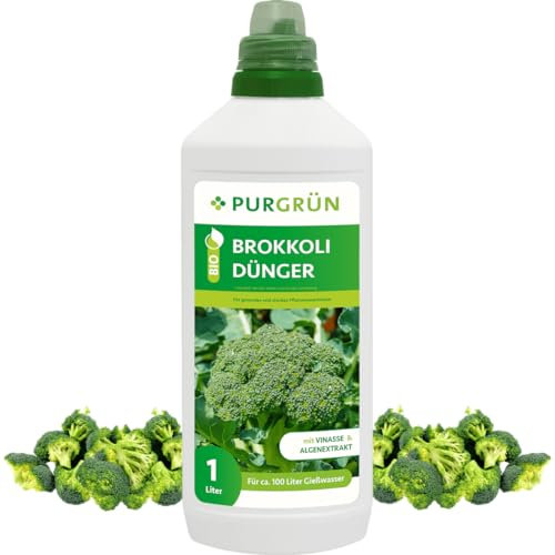 Purgrün® Bio-Brokkoli-Dünger 1 Liter – Organische Rezeptur – Premium-Flüssigdünger – NPK 4+1+7 – Mit Algenextrakt & Vinasse – Extra Kalium für einen hohen Ertrag – Ohne tierische Inhaltsstoffe
