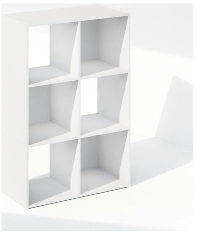 Furinno Pelli Kubiskt förvaringsskåp, bokhylla, bokhylla, 6-kub, vit