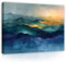 Bilder Abstrakt blau gold Industrial Style 40x30 cm - Modern Leinwandbild Groß XXL Wohnzimmer Schlafzimmer Wandbild Kunstdruck Wandbilder Canvas Desing Wand Bild auf Leinwand Aufhängefertig