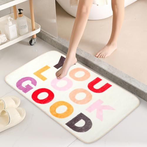 HENGBIRD 40 x 60 cm Badezimmerteppich, Brief Badvorleger rutschfest Waschbar, Badematten & Badteppiche, Teppich Badezimmer, rutschfeste Badematte Bunt, Bad Teppich, Duschvorleger, Bathroom Mat