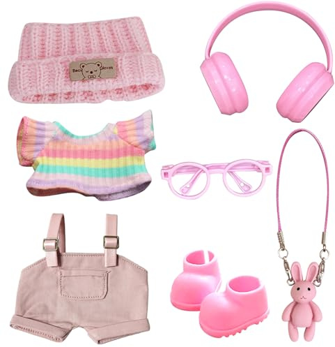 ZXTGBQ 7 Pcs Vêtements de poupée en Peluche de 17 cm, Accessoires pour Poupées, Poupées Vêtements pour Collectionneurs, Idée Cadeau Collectionneur, Noël, Anniversaire (No Doll)