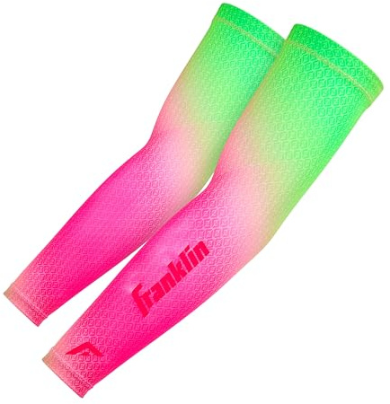 Franklin Sports Baseball Arm Sleeves - Baseball + Softball Arm Compression Sleeves for Men + Women - Adult Arm Compression Sleeves Pair Pack - Watermelon - Adult Small/Medium