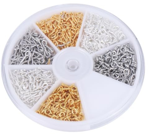 Ipetboom Pernos de Ojo Mixtos Ganchos Roscados de Hierro para Manualidades Joyería y Decoración Hogar Tornillos con Anilla para Colgar Fotos y Artesanía de Madera