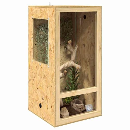 Terrarium en Bois, Terrarium Boîte d'alimentation pour Reptiles Amphibiens Marron 50 x 50 x 100 cm OSB