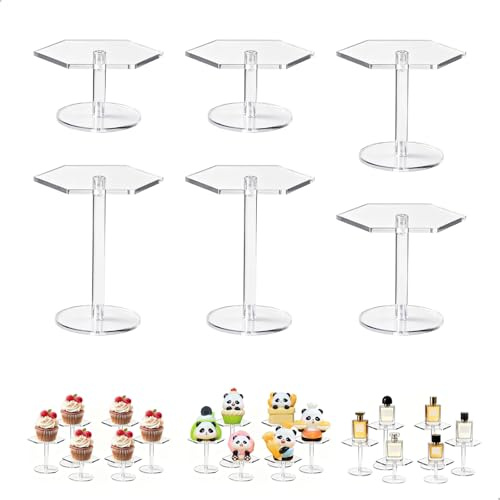 6 stycken parfymförvaring, parfymhylla i akryl, diamantformad parfymhylla, figurinhållare för smycken, cupcake, nagellack, kryddor, samlarföremål, smycken (klar)