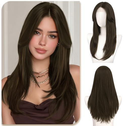 Sofeiyan Pelucas Mujer pelo Natural,55 cm Peluca con Flequillo Cortina