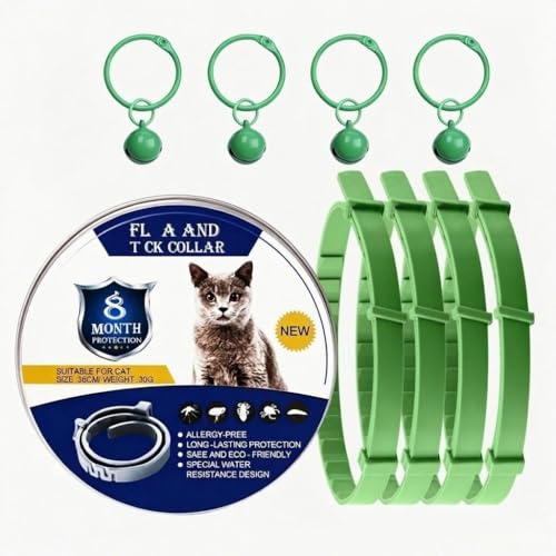 4 Pack Cat Collar for Infections Prevention, Waterproof Adjustable with Natural Essential Oils, 16 Month Protection for Cats Over 7 Weeks, Safe & Comfortable