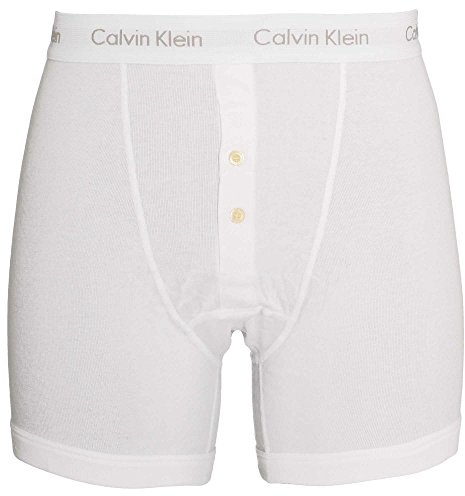 Calvin Klein - Boxer Brief - Button Fly - Long Leg Boxers for Men - Mens Boxer Shorts - Boxer Shorts Men - Pack of 1 - White - Large
