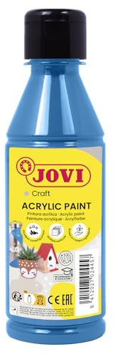 Jovi - Peinture Acrylique 250ml, Couleur Bleu Clair, Haut Pouvoir Couvrant, S'applique Facilement sur n'importe Quelle Surface, sans Gluten