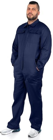 DINOZAVR Ultra Kostüm Herren Overall Herren Mechaniker Schutzanzug mit Reißverschluss Langarm Arbeitskleidung für Werkstatt Handwerk Industrie Landwirtschaft Logistik Dunkelblau 2XL