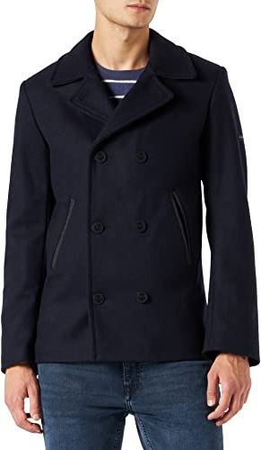 Armor Lux Men's Fort Cigogne Pea Coat, /Aluminium, Small