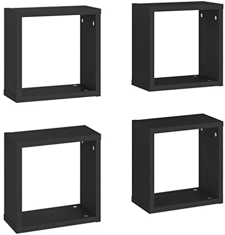 vidaXL 4X Würfelregal Wandregal Hängeregal Cube Lounge CD Regal Dekoregal Bücherregal Schweberegal Wandboard Regalwürfel Schwarz 30x15x30cm
