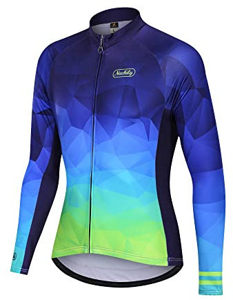 NUCKILY Herren Radsport Jacke Langarm Winter Thermo Fleece Fahrradbekleidung Langärmeliges Fahrradtrikot mit Thermofleecefutter mit 3 Taschen