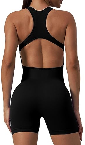 RPAEOY Tuta Donna Estiva Corta Jumpsuit Sportivo Racerback Tutina Intera Aderente Completo Corte Pantaloncini Tutine Elegante Tuta Aderente Sportiva Body