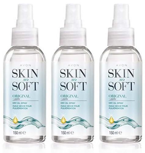 3 x Avon Skin So Soft Dry Oil Spray, Formulated with Jojoba Oil and Vitamin E to Lock in Moisture, 3 x 150ml