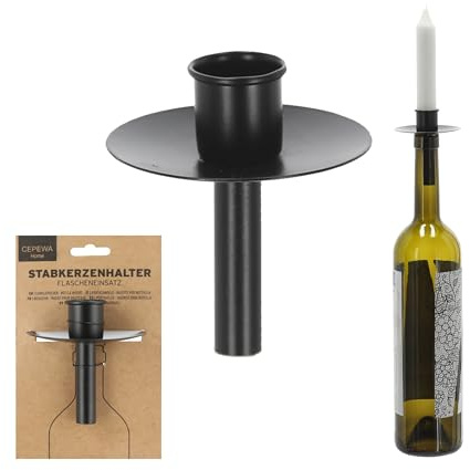 Metallflaskor ljushållare 8 cm, svart, flaskfäste för stavljus, advent ljusstativ ljusstake användning för taveljus