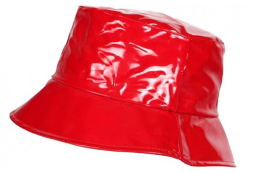 Nyls Création Chapeau Pluie Rouge Tendance Bob Impermeable Vernis Pluyx - Taille Unique - Rouge