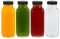 LIMILI Botellas de vidrio con tapas, 4 botellas de jugo cuadradas de vidrio de 500 ml, botellas de vidrio anchas reutilizables de boca ancha, botellas de jugo de vidrio transparente para jugos, leche,