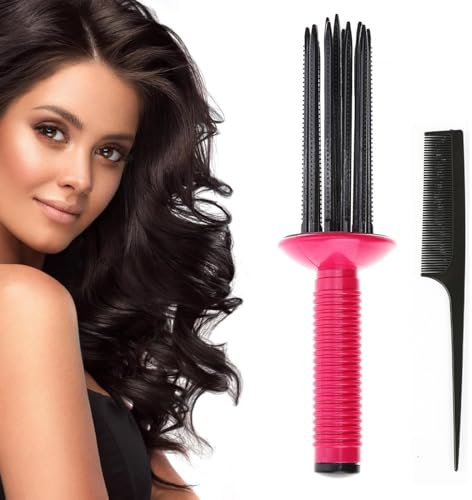 AYNKH Curling Roll Comb Tail Comb, Hairstyling Tools Curl Brush, Define Styling Brush for Curly Hair, Wave Air Wrap Hair Styler, Anti-Slip Hot Tools Curling Iron for Women Home Travel Dating