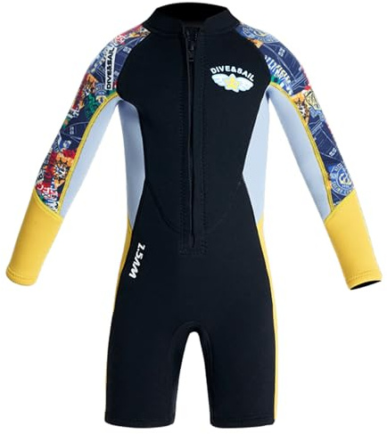 Kids Wetsuits for Boys Thermal Neoprene Swimsuit Keep Warm Long Sleeve UV Protection UPF50+ Swimwear Full Body Rash Guard for Kayaking Snorkeling Black XXL