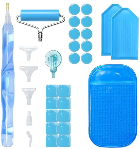 DONQL Diamond Painting Zubehör Stift, Diamond Painting Stift mit Ersatz Stiftköpfen, Blau Zubehör Diamond Painting mit 1 Style 5D Drill Pen und Roller für DIY Handwerk, Mosaikherstellung, Nagelkunst