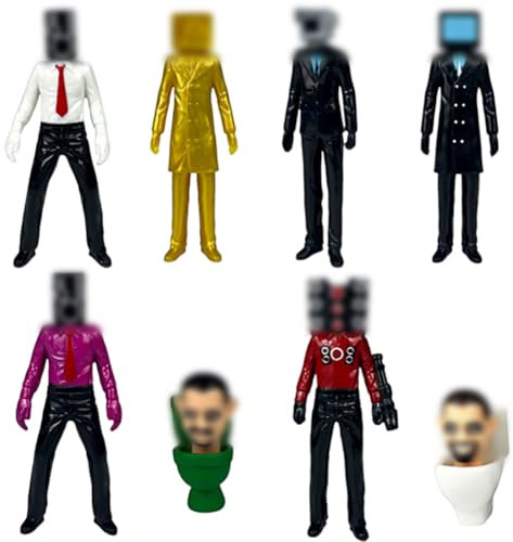 MIFKLMV Toilet and TV Man Figures - Mini Collectible Cake Toppers and Ornaments - Model Gifts for Kids' Birthdays (8 PCS)