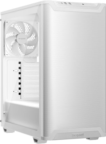 be quiet! Pure Base 501 Airflow Window White PC-Gehäuse, 2 vorinstallierte Pure Wings 3 140mm PWM-Lüfter, hoher statischer Druck, USB 3.2 Gen. 2 Type C, geräumiges Design, Seitenfenster aus Temperglas