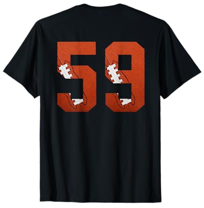 Número 59 Backside - Camiseta de fútbol americano numerada Camiseta