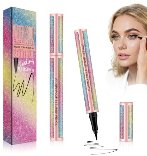 Crayon Yeux Waterproof, Eyeliner Liquide Noir, Formule Douce et Sans Bavures, Maquillage Longue Tenue pour Femmes et Filles Cadeau (Noir)