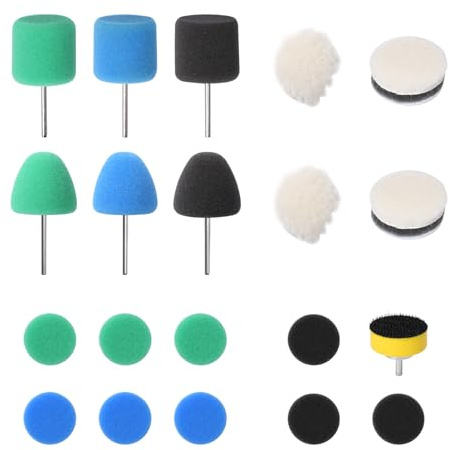 Pumwoy Set di 20 Spugne per Lucidatura 25mm, Mini Tamponi per Lucidatura, Tampone di Lucidatura per Piccole Superfici, Levigatura Auto, Lucidatura