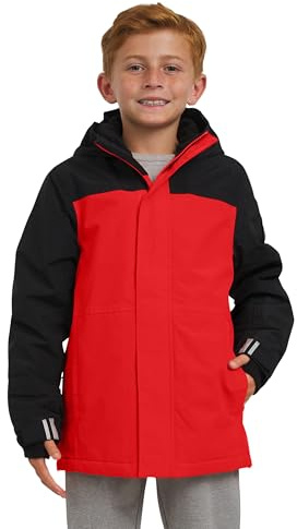 Lands' End Boys' Squall Waterproof Fleece Lined Insulated Jacket, Fiery Red, Small