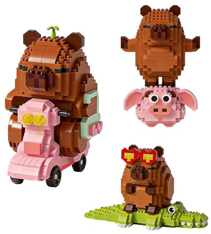 XPJBKC Capybara byggstensset, mini klämbyggstenar vuxna, byggstenar djurblock, mikrobyggklossar, djurset med manual, söta capybara klossar gör-det-själv byggklossar byggleksak gåva